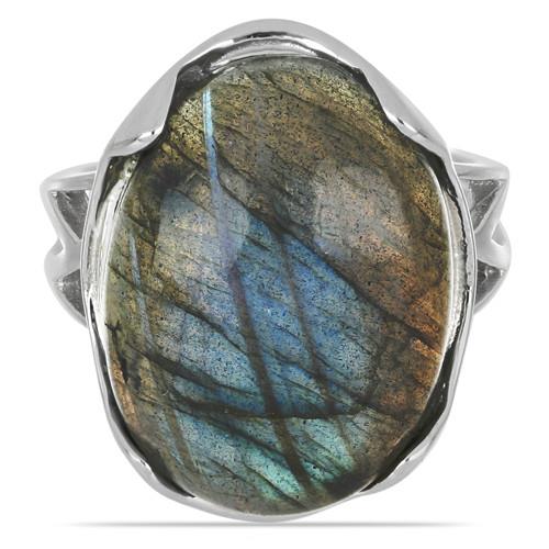 BUY NATURAL LABRADORITE GEMSTONE BIG STONE RING IN 925 SILVER